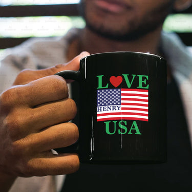 Personalized Dog Gift Idea - Love The USA For Dog Lovers - Black Mug